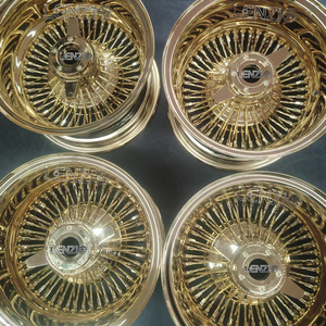 Adaptador de rueda de acero LENZIO estilo Zenith de 13/14/15/17 pulgadas, dorado, multirradio, 5*5/5*4.75, ruedas de alambre doradas - Product Image 3