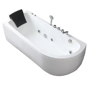 Longstar Hot Selling Indoor White Acrylic Spa Bathtub Modern Stand Alone Bath Tub With Pillow
