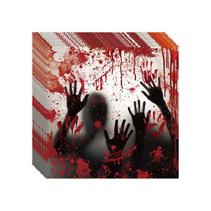 Halloween Bloodhand Party Tableware Disposable Paper <b>Plates</b> Cups Napkins Tablecloth Cutlery Set - Product Image 4