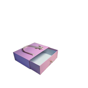 Boîte cadeau portable à tiroir coulissant en papier avec texture gaufrée, boîte rigide pour emballage de cadeaux de mariage, d'anniversaire ou de Saint-Valentin - Product Image 1