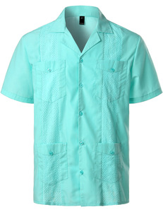 Camicia da uomo di alta qualità <span class=keywords><strong>con</strong></span> tasca Vintage etnico retrò manica corta cotone poliestere bottone uomo camicie nere bianche - Product Image 5