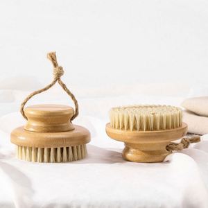 Eco-Friendly Round Bamboo Dry <b>Bath</b> Body Soft Horse Bristles Bamboo Handle Skin Brush - Product Image 2