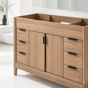 Minimalist Solid Wood Floor <b>Standing</b> Washstand Unit With <b>Shelf</b> Customized Storage Cupboard For Apartment Renovation - Product Image 3