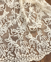 Tissu en dentelle de tulle blanc brodé de fleurs 3D, maille à pois en soie de lait, dentelle soluble dans l'eau pour robe, lingerie et peignoir pour femme
