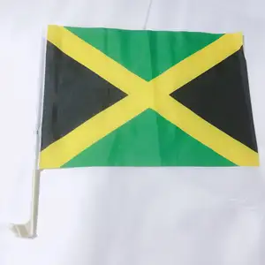Изготовленный на заказ 12*18 полиэстер ямайский флаг страны Ямайка автомобильное окно декоративный флаг с держателем