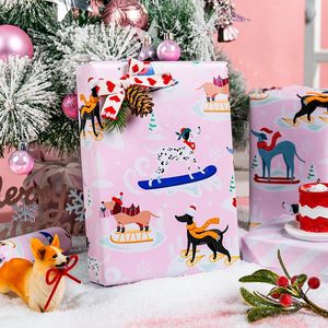 Dog Christmas <b>Wrapping</b> <b>Paper</b> Pink Reversible Roll 46.8 Square Feet Gift Craft Recyclable - Product Image 4