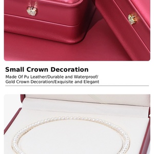 Caja de Joyería Tipo Concha de Almeja a Precio de Fábrica, Caja de Joyería de Lujo de Cuero PU para Anillos, Pulseras, Collares y Colgantes, con Decoración de Corona - Product Image 4