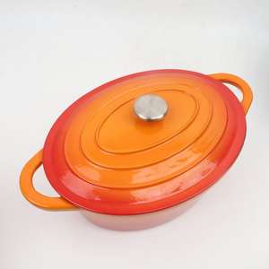 หม้อต้มปลาเหล็กหล่อเคลือบขนาด31ซม. คลาสสิกเครื่องครัวโลหะทรงรีใช้กับเครื่องล้างจานและเตาอบหม้อซุปและสต็อกที่ปลอดภัย - Product Image 2