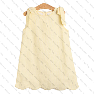 Abiti per Bambine Completamente Foderati in Seersucker a Righe Estive con Bordo Smerlato Vestiti <span class=keywords><strong>da</strong></span> <span class=keywords><strong>Principessa</strong></span> per Bambine - Product Image 4