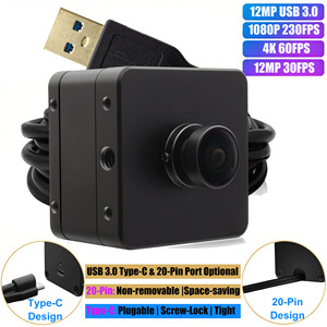12MP 工业 USB 摄像头 USB3.0 164 度广角 4K 60fps 1080P 230fps 高速 UVC 即插即用网络摄像头，适用于多种操作系统 - Product Image 1