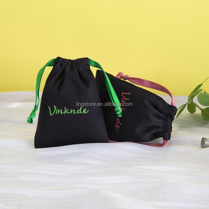 7*9 cm Low Moq <b>Small</b> Black Cotton Drawstring Pouch Customized Canvas <b>Bag</b> Eco Muslin Fabric Jewelry Packaging <b>Bags</b> for Necklace - Product Image 6