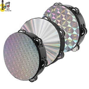 Pandereta de mano Cabeza láser intermitente de madera de doble fila 10 pulgadas 25 cm Pandereta para fiesta de baile Concierto Pandereta Precio - Product Image 6