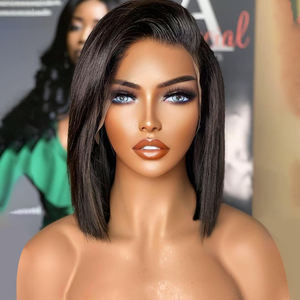 Vente en gros Perruque droite à double tirage Cheveux humains vierges Perruque <span class=keywords><strong>suisse</strong></span> à dentelle frontale Mèches cheveux humains Bob Vendeur de perruques à dentelle sans colle - Product Image 2