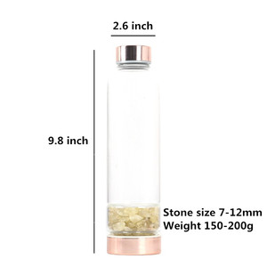 Bouteille d'<span class=keywords><strong>eau</strong></span> en verre Borosilicate, 1 pièce, avec couvercle en or Rose, pierres précieuses de guérison, bouteille d'<span class=keywords><strong>eau</strong></span> en quartz, pour cadeau - Product Image 2