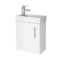 Meuble-lavabo mural moderne 400 mm, finition polie, porte simple, petit meuble de salle de bain, lavabo en MDF, charnières à fermeture douce