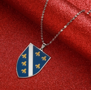 Alta calidad 3x5 Ft Bosnia y <span class=keywords><strong>Herzegovina</strong></span> 1992-1998 Bandera Cadena de eslabones de estilo moderno con piedra principal de diamante - Product Image 4