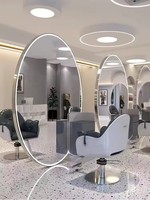 Miroir de salon de beauté LED double face pleine longueur pour station de coiffure et maquillage