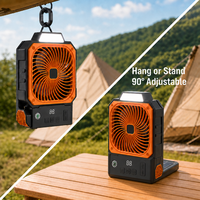 Ventilatore da Campeggio Pieghevole a Batteria 2026, Ricaricabile 6000mAh, 9 Velocità, Luce LED, USB Tipo C, Scatola, per Esterni, in Plastica
