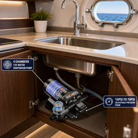 Bomba de Agua Potable de 12V y Cuatro Cámaras de Bajo Ruido para RV con Interruptor Automático, Protección Contra Funcionamiento en Seco y Autocebado