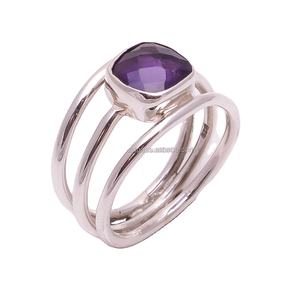 แหวนพลอยอเมทิสต์ธรรมชาติขายส่ง925เงินสเตอร์ลิงแฮนด์เมดเครื่องประดับงานปาร์ตี้แต่งงานอินเดียเครื่องประดับที่ดี - Product Image 1
