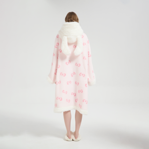 Zachte fabrieksgemaakte poncho-sjaal met mouwen, warme anime <span class=keywords><strong>cape</strong></span> met capuchon, unisex, draagbare badjas, getrimde poncho-deken voor volwassenen - Product Image 5