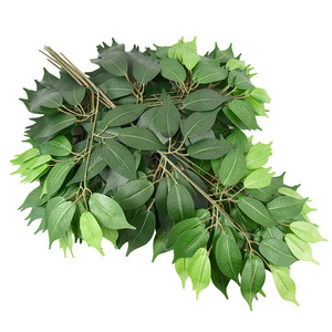 Hojas artificiales de tela de seda, hojas de baniano de imitación, hojas artificiales verdes para jardín - Product Image 6