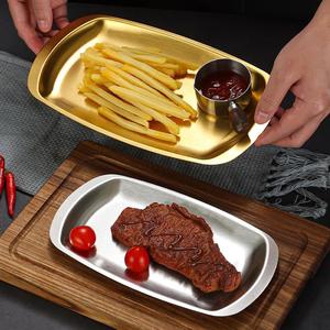 Stainless Steel Serving Tray Rectangular Flat Plate For Hotel Meals Coffee Tea Snacks - Product Image 3