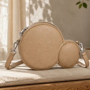 Custom OEM ODM Women Round Crossbody Bags 2 in 1 PU Leather Luxury Shoulder Bag Fashion Circle Handbag with <b>Mini</b> Coin Pouch - Product Image 1