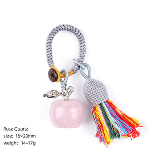 Llavero de Cristal Natural de 20mm con Colgante Tejido en Forma de Manzana, Ideal como Regalo de Nochebuena - Product Image 5