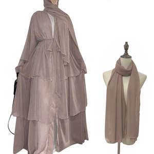 <span class=keywords><strong>Kimono</strong></span> élégant de Dubaï, Turquie, Arabie, Oman avec <span class=keywords><strong>voile</strong></span> en mousseline 3 couches, vêtements islamiques ouverts, robes musulmanes, Abaya - Product Image 4