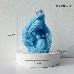 Bougie sculptée à la main en forme de sirène et de coquillage, sculpture artistique inspirée de l'océan, décoration de bureau pour la maison, pour cadeau de fête - Product Image 6