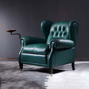 American Light Luxury High-End Cuero genuino Padrino Primera capa Cuero de vaca Silla de sofá de ocio individual - Product Image 2