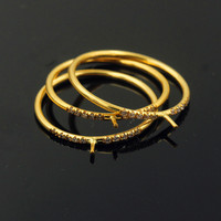 Luxus 14 Karat Gold gefüllt funkelnd halbfertigen Fingerring mit Micro Paved Clear Zircon und Blank Peg für Pearl Bead Einstellung