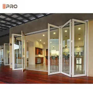 Latest Exterior Aluminium Folding Door Aluminum Double Glass Soundproof Bifold Doors For Shop