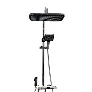 Système de douche intelligent mural en acier inoxydable avec mitigeur thermostatique moderne, barre coulissante et fonction économie d'eau à toucher froid - Product Image 1