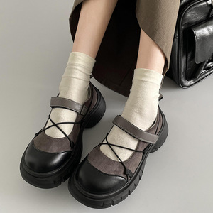 Nouvelles Chaussures Élégantes Rétro Style Ballet pour Femme, Été, à Fermeture Velcro, Bout Peu Profond, avec Talon Épais Rehaussant et Léger - Product Image 1