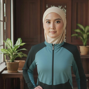 Conjunto Deportivo Informal Musulmán de Tela Tejida Transpirable Kilang Jahit Pukal OEM, Precio de Fábrica, Menutup Aurat - Product Image 1