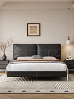 Sizilianisches Bauhaus-Stil Hochwertiges Schlafzimmer-Großbett mit Echtleder-Polsterung Vintage Modern Luxuriöses Bett Modell MS-8971
