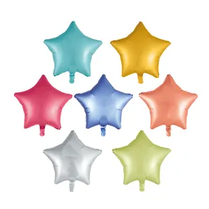 19 인치 풍선 파티 장식 매트 컬러 헬륨 별 모양 생일 장식용 호일 풍선