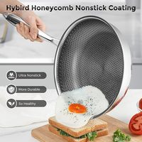 Set Wajan Anti Lengket Triply 18/10 Stainless Steel untuk Dapur, Kompor Induksi Hybrid Stainless Steel, Set Wajan Masak Sarang Lebah