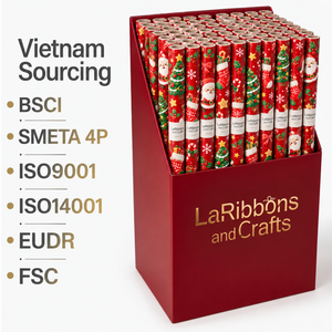Vietnam Sourcing EUDR BSCI SMETA ISO9001 Compliant Custom Christmas Gift Wrapping <b>Paper</b> Roll for US Supermarkets projects - Product Image 1