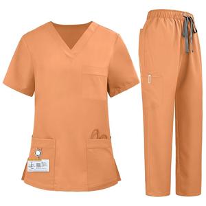 Ensembles de gommage haut et pantalon à col en V avec boucle élastique poche unique pour les dentistes dans les cliniques - Product Image 3