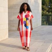 Robes africaines en gros avec impression numérique, longues et amples, respirantes, à rayures, style kényan