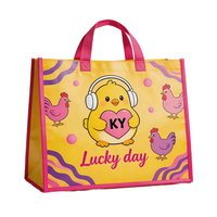 Sac de courses non tissé thermosoudé avec imprimé canard mignon, réutilisable, sac fourre-tout, sac d'épicerie recyclable