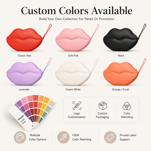 Custom Lip Shape Silicone Wristlet Bag Waterproof <b>Mini</b> Cosmetic <b>Pouch</b> Novelty Purse for Gifts Travel Retail Brand Shop Buyers - Product Image 5
