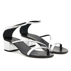 <span class=keywords><strong>Sandali</strong></span> estivi alla moda con cinturino in pelle PU nero <span class=keywords><strong>argento</strong></span> alla moda all'ingrosso per cinturino con fibbia da donna - Product Image 2