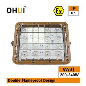 ไฟ LED ป้องกันการระเบิด OHUI 200W 240W IP67 ดีไซน์ป้องกันการระเบิดสองชั้น ได้รับใบรับรอง ATEX 100-277V 6000k สำหรับโซน 1 2 21 22 - Product Image 1