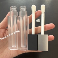 Tube de brillant à lèvres carré ISMAN 5ml, noir mat avec capuchon argenté, emballage vide pour gloss, grand applicateur, bouteille givrée, marque privée