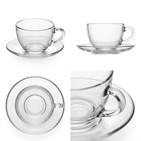 Tasses à expresso transparentes haut de gamme 2026 – Ensemble tasse et soucoupe en verre résistant à la chaleur pour café et thé – 200 ml, 220 ml, 250 ml