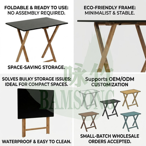 Bureau d'ordinateur portable pliable en bambou, structure en X, noir, pour intérieur, chambre, salon, gain <span class=keywords><strong>de</strong></span> place, léger, <span class=keywords><strong>table</strong></span> <span class=keywords><strong>de</strong></span> travail pliable - Product Image 3